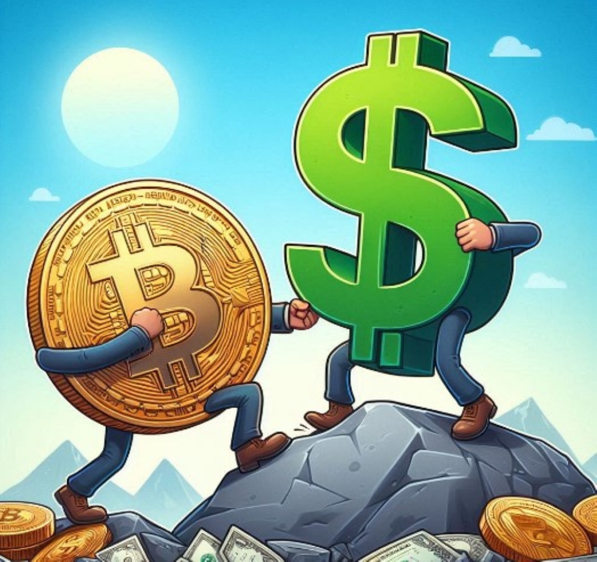 US Dollar and Bitcoin Price